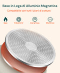 Base in lega di alluminio magnetica compatibile con tutti i piani di cottura: gas, induzione, ceramica ed elettrico