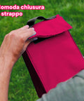 Borsa frigo con chiusura a strappo comoda e facile apertura, realizzata in tessuto resistente e impermeabile