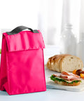 Borsa frigo rosa per pranzo in ufficio con sandwich, realizzata in tessuto impermeabile e resistente