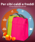Borsa termica per cibi caldi e freddi con conservazione fino a 6 ore, ideale per pranzi e bevande fresche