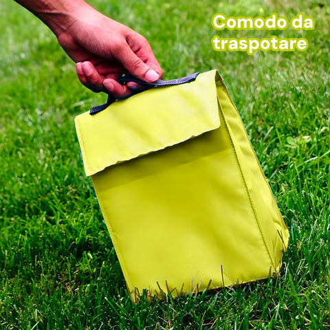 Borsa termica verde comoda da trasportare con tracolla per esterni e picnic, design pratico e maneggevole