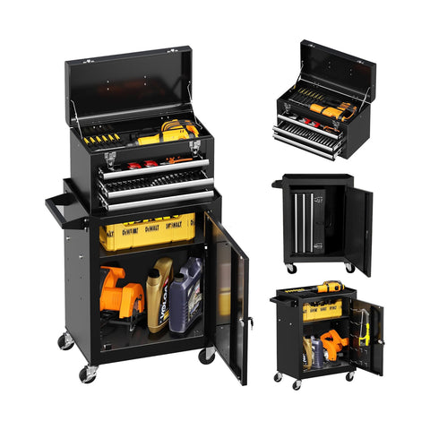 Carrello per Attrezzi con Cassetti e Armadietto con Serratura fino a 100kg