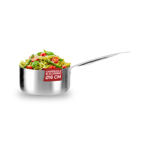 Casseruola Alta in Alluminio 16/20/24 cm con Manico Inox – Forno e Gas