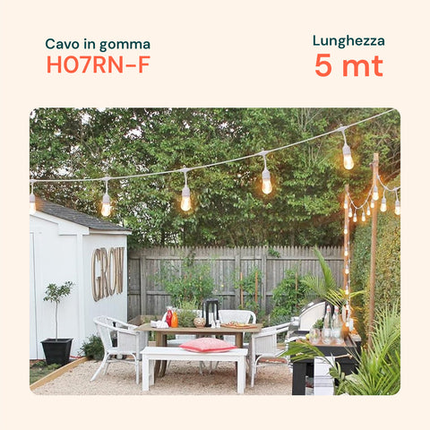 Catena Portalampade 5 Attachi E27 5mt Bianca