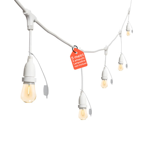 Catena Portalampade 5 Attachi E27 5mt Bianca