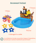 Piscina Gonfiabile a Forma di Nave Pirata con Giochi e Accessori per Bambini 140x130cm Ean-6942138934519