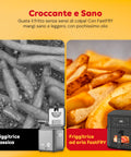 Confronto tra friggitrice classica con olio e friggitrice ad aria FastFry per cottura sana, croccante e leggera senza grassi
