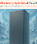 Raffreddamento statico efficiente ideale per mantenere freschi gli alimenti senza sbalzi di temperatura, tecnologia affidabile