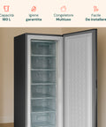 Capacità 180L con igiene garantita, congelatore multiuso facile da installare, dimensioni 544x540x1425mm compatte