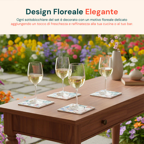 Set 4 Sottobicchieri Quadrati 10x10cm