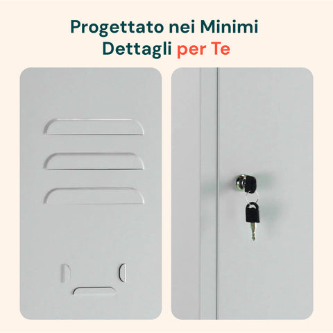 Armadietto Spogliatoio 1 Posto Grigio In Acciaio Con Serratura E Appendiabiti