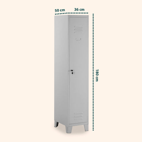 Armadietto Spogliatoio 1 Posto Grigio In Acciaio Con Serratura E Appendiabiti