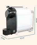 Macchina da caffè DCG dimensioni compatte 12,7x31,5x23,2 cm con design salvaspazio, perfetta per ogni cucina moderna e funzionale