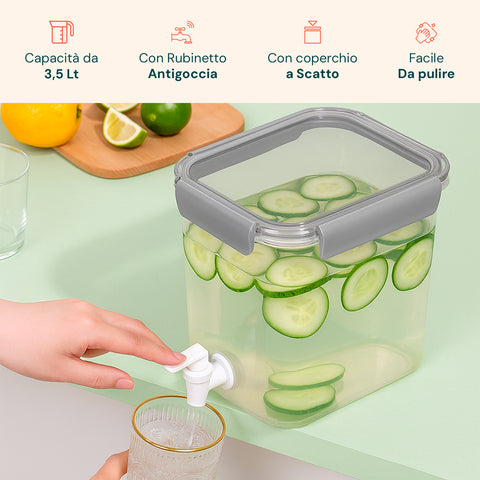 Contenitore per Bevande 3,5 Litri con Tappo Ermetico e Rubinetto Antigoccia