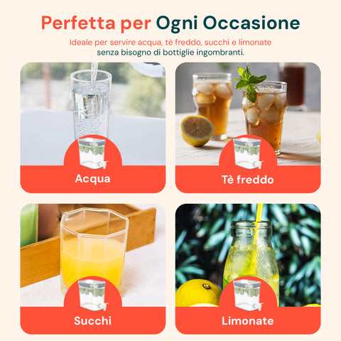 Contenitore per Bevande 3,5 Litri con Tappo Ermetico e Rubinetto Antigoccia