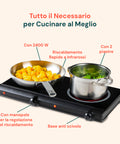 Piano cottura 2400W con manopole per regolazione temperatura e base antiscivolo sicura, tutto il necessario per cucinare al meglio