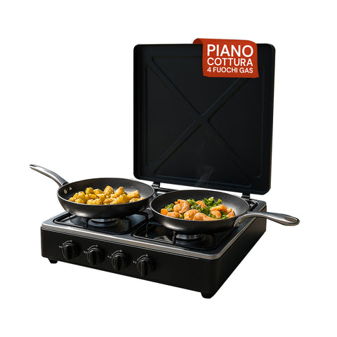 Cucina all’Aperto con Fornello a Gas 4 Fuochi ad Alta Efficienza Facile da Usare