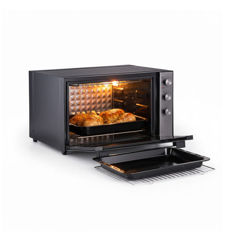 Forno Ventilato Grande Capacità 70L 2500W Nero, Doppia Resistenza e 4 Funzioni
