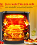 Friggitrice ad aria con cottura a 360° e circolazione aria calda, capacità 8L per cottura uniforme e croccante senza olio
