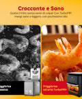 Friggitrice ad aria Wintem TurboFRY croccante e sana vs classica, cottura con pochissimo olio, gamberi dorati perfetti