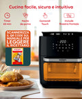 Friggitrice ad aria Wintem in cucina, cottura facile sicura e intuitiva con timer 60 minuti, comandi touch e finestra frontale