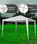 Gazebo 3x3m Struttura Tubolare in Acciaio Verniciato con Copertura Impermeabile Anti-UV Resistente Bianco Ean 8023755047634