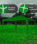 Gazebo 3x3m Struttura Tubolare in Acciaio Verniciato con Copertura Impermeabile Anti-UV Resistente Verde Ean 8023755047627