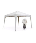 Gazebo pieghevole a fisarmonica bianco 3x3 metri in versione compatta, facile da trasportare e riporre