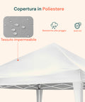 Dettaglio copertura gazebo in tessuto impermeabile di poliestere con protezione UV anti-pioggia