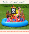 Piscina Gonfiabile a Forma di Nave Pirata con Giochi e Accessori per Bambini 140x130cm Ean-6942138934519