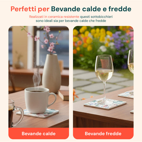 Set 4 Sottobicchieri Quadrati 10x10cm