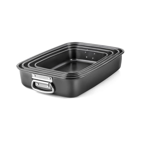 Set 4 Teglie Rettangolari per Forno Vulcano 20-25-30-35cm