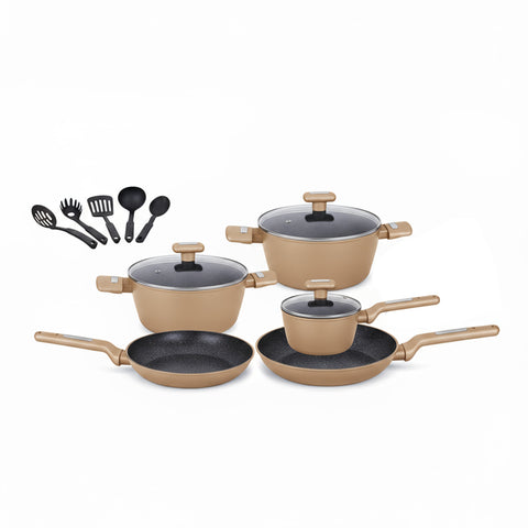 Batteria da Cucina Completa 13 Pezzi in Vari Colori con Mestoli Inclusi