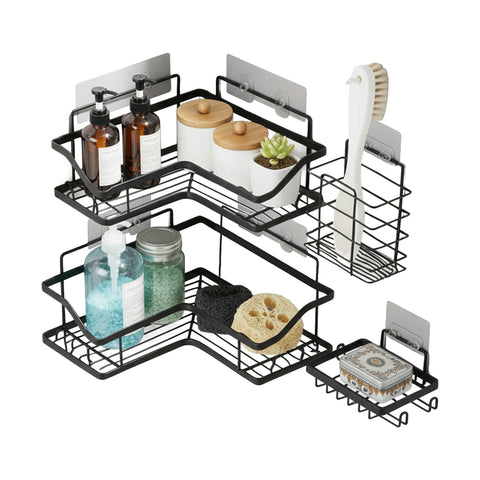 avilia home kit 4 mensole adesive da parete in metallo con ganci senza fori ean 8052879010996