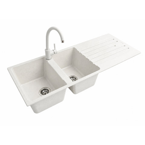 avilia home lavello cucina a due vasche con o senza gocciolatoio bianco o nero rubinetto incluso ean 8056819079098