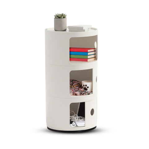 Mobiletto Rotondo con Cassetti Scorrevoli – Comodino Moderno in ABS