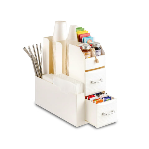 Organizer Porta Capsule Porta Cialde 9 Scomparti e 2 Cassetti Multiuso Bianco