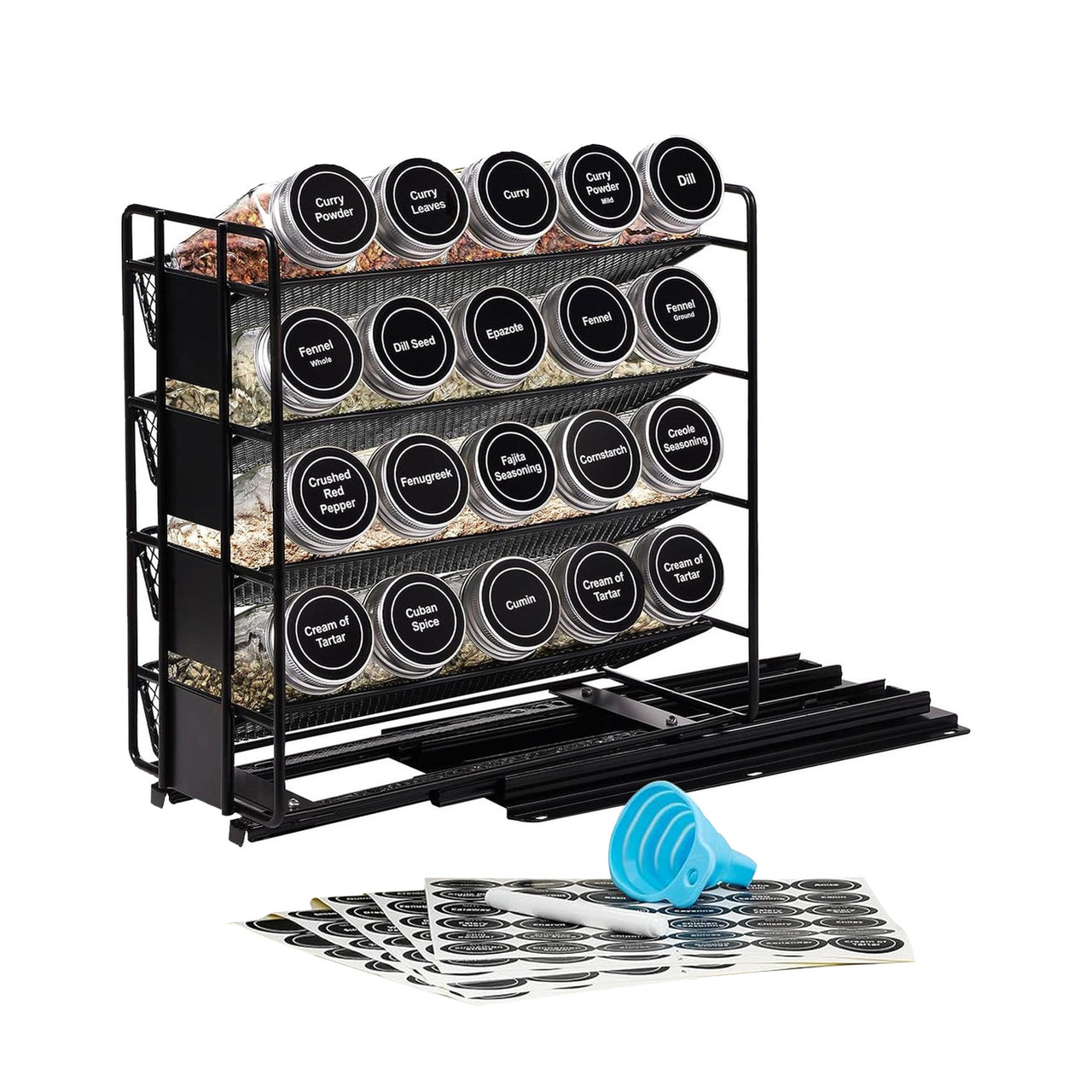 avilia portaspezie estraibile da armadietto con 20 barattoli in vetro ed etichette ean 8056819053562