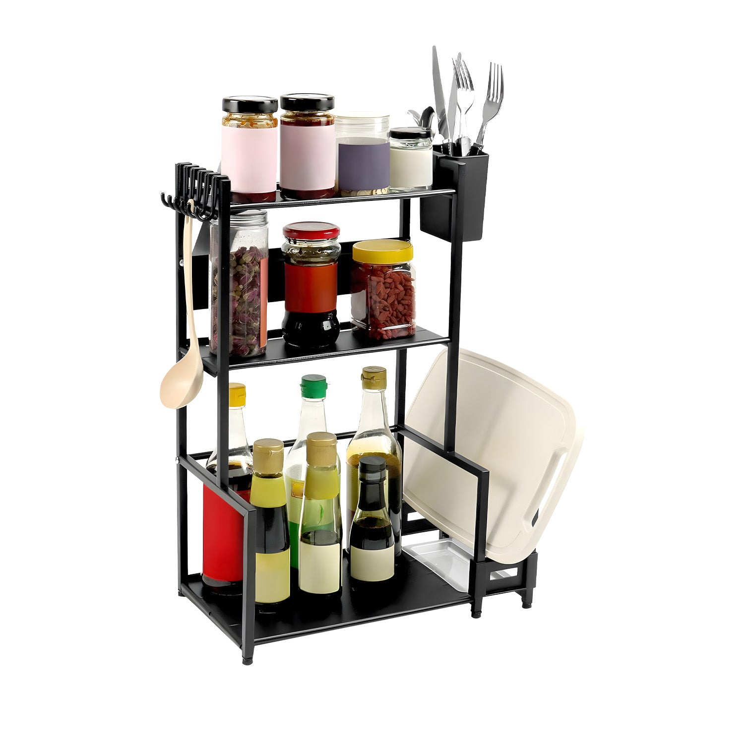 avilia scaffale da cucina 3 livelli in ferro con porta utensili e supporto tagliere ean 8056819053531