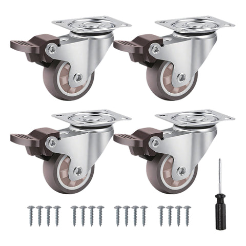 Set 4 Ruote Universali Piroettanti da 50 mm in Gomma e Acciaio – Portata 200 kg – Kit Completo con Viti e Cacciavite