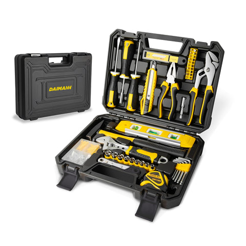 daimann set attrezzi da lavoro 158 pezzi con valigetta cricchetto martello e pinze ad impugnatura ergonomica ean 8056590070444