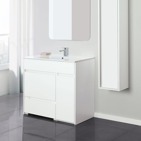 Mobile Bagno Family 90cm con Specchio, Pensile e Portasciugamani