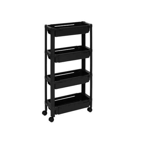 Carrello Multifunzione 4 Ripiani Da Cucina 37,5x78,5 Cm Nero