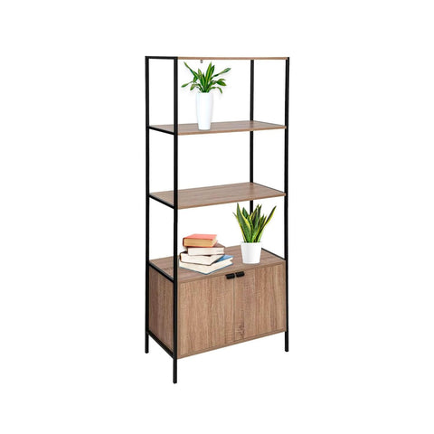 Libreria Scaffale 2 Ripiani Con Mobile Basso 68x35x176cm Nero