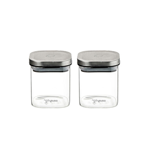 Set 2 Barattoli In Vetro Borosilicato Con Coperchio In Acciaio Inox 350ml