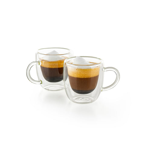 Set 2 Tazzine Da Caffè Con Manico In Vetro 90ml