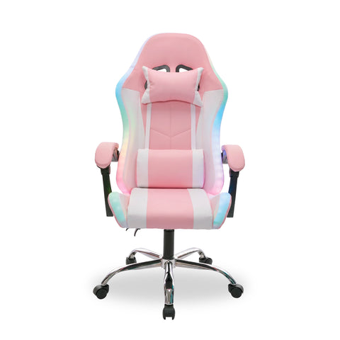 Sedia Gaming Ergonomica con Luci RGB e Cuscino Lombare Massaggiante, Poltrona Ufficio Reclinabile con Telecomando