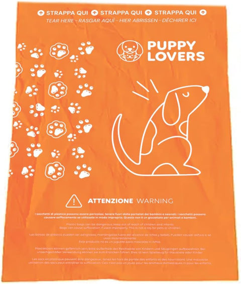puppy lovers 600 sacchetti per cani biodegradabili per bisogni formato scorta 500100 omaggio 40 rotoli da 15 sacchetti dimensioni 22x33cm spessore 001 mm ean 8054806950863