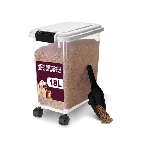 puppy lovers dispenser cibo per cani e gatti 18 litri con chiusura ermetica ean 8054806950122