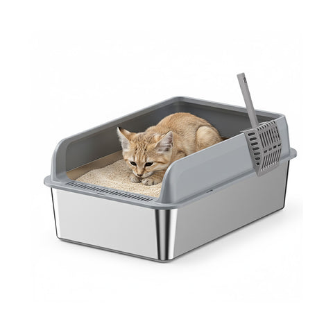 puppy lovers kit lettiera acciaio per gatti completo di coperchio paletta e sacchetto p ean 8054806950238